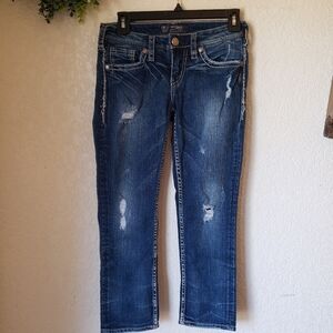 Silver Aiko Destroyed Capri Jeans Size W25